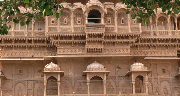 Dettagli Bellissimi Edifici Del Patrimonio Del Rajasthan Costituiti Calcare Giallo — Foto Stock