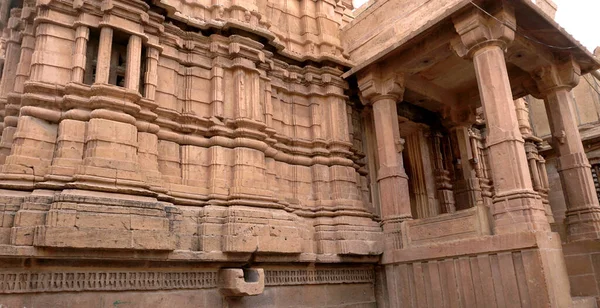 Részletek Gyönyörű Rajasthan Örökség Épületek Készült Sárga Mészkő — Stock Fotó