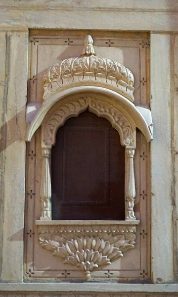 Detalhes Belos Edifícios Patrimoniais Rajasthan Compostos Calcário Amarelo — Fotografia de Stock