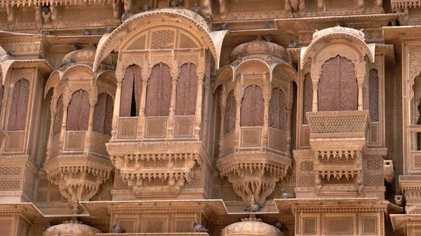 Detalhes Belos Edifícios Patrimoniais Rajasthan Compostos Calcário Amarelo — Fotografia de Stock