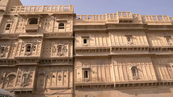 Detalhes Belos Edifícios Patrimoniais Rajasthan Compostos Calcário Amarelo — Fotografia de Stock