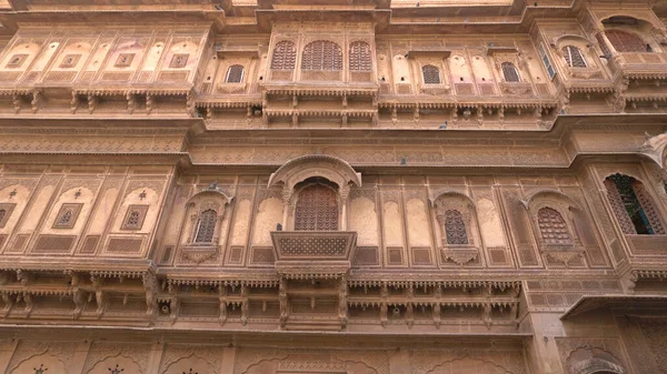 Dettagli Bellissimi Edifici Del Patrimonio Del Rajasthan Costituiti Calcare Giallo — Foto Stock