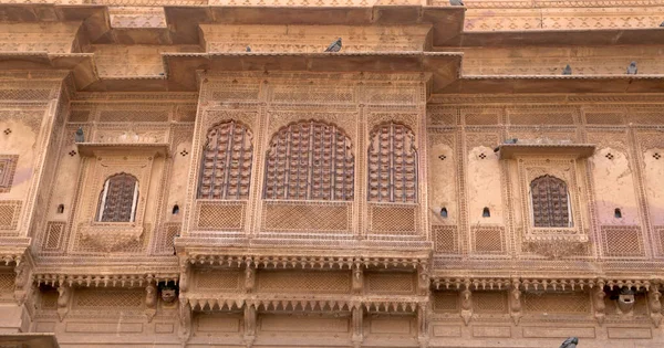 Détails Beaux Bâtiments Patrimoniaux Rajasthan Composés Calcaire Jaune — Photo