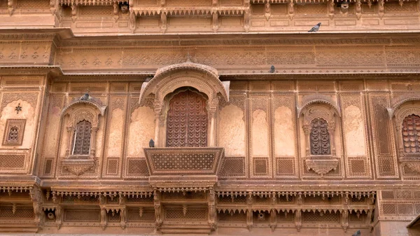 Details Der Schönen Rajasthan Erbe Gebäude Bestehend Aus Gelbem Kalkstein — Stockfoto