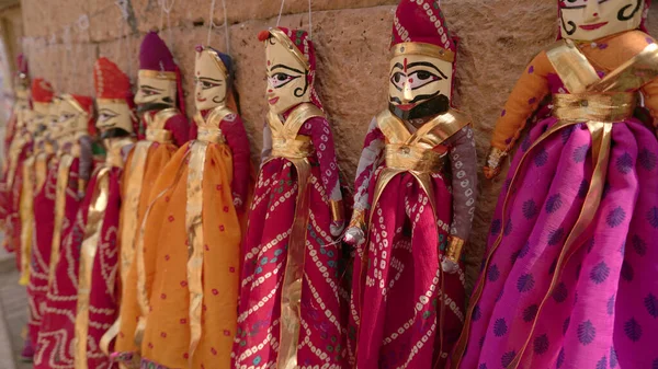 Burattini Colorati Del Rajasthan Appesi Nel Negozio Strada Jodhpur City — Foto Stock