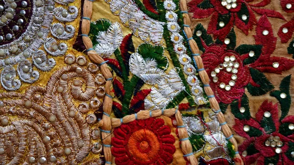 Vue Sur Tapis Patchwork Indien Fait Main Dans Ville Jaisalmer — Photo