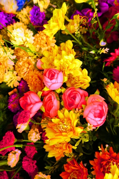 Úžasný Sortiment Krásných Barevných Květin Zblízka Pohled — Stock fotografie
