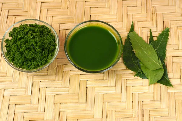 Obat Ayurvedic Azadirachta Indica Atau Pasta Neem Jus Dan Daun — Stok Foto