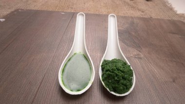 İlaç Ayurvedic Azadirachta indica veya Neem macunu ve meyve suyu