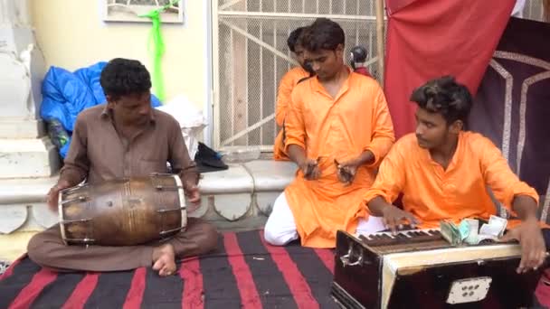 Street Musiker Som Uppträder Gatan Indien — Stockvideo