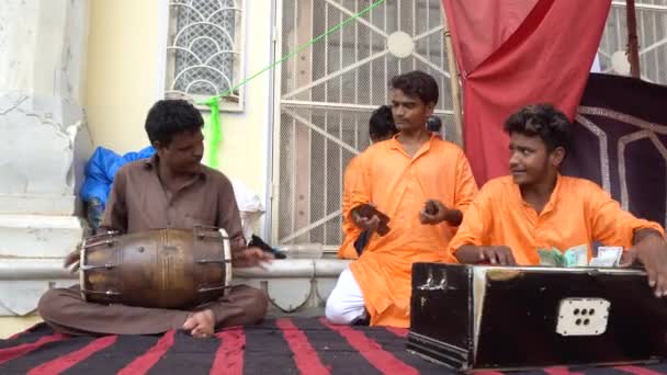 Street Musiker Som Uppträder Gatan Indien — Stockvideo