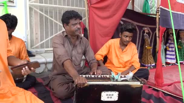 Street Musiker Som Uppträder Gatan Indien — Stockvideo