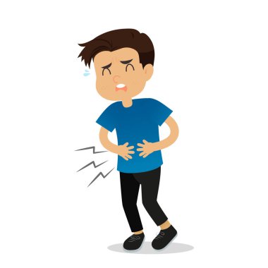 Man with a stomachache, vector image concept.