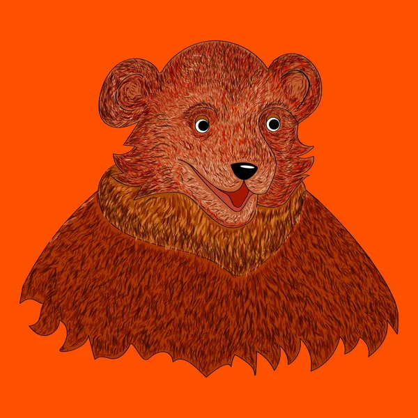 Egy Barna Medve Portréja Gyönyörű Kabáttal Mosollyal Egy Barátságos Medve — Stock Vector