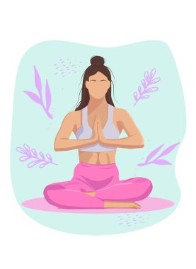 Kız yoga yapıyor, yüzsüz meditasyon yapıyor.