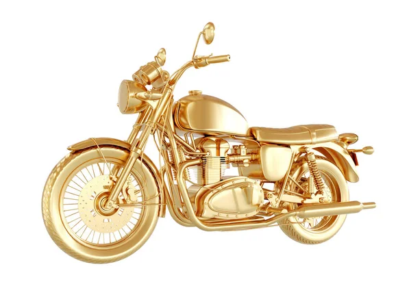 3D vykreslení ilustrace zlaté motocyklu. — Stock fotografie
