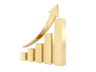 İş Büyüme Çubuğu Altın Grafik Eğrisi. 3B Hazırlama 