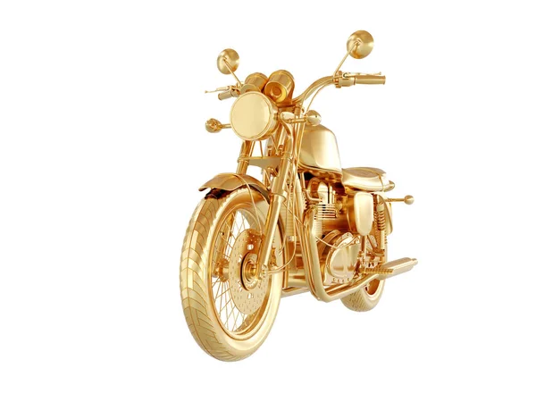 3D-återgivning illustration av en gyllene motorcykel. — Stockfoto