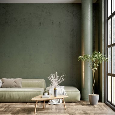 Güzel mobilyaları olan modern bir oda. 3B hazırlayıcı