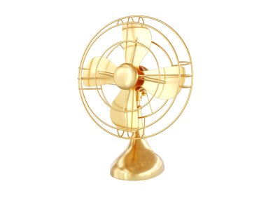 Altın 3D fan beyaz arkaplanda izole edildi - 3d oluşturma