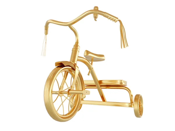 Golden Bike ізольований на білому тлі. 3d рендеринг — стокове фото
