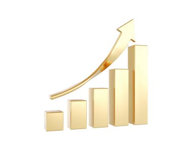 İş Büyüme Çubuğu Altın Grafik Eğrisi. 3B Hazırlama 