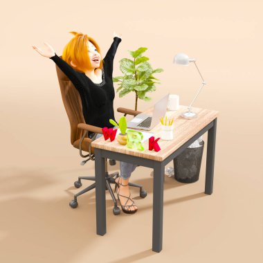 Ofiste çalışan 3D karikatür iş karakterleri. 