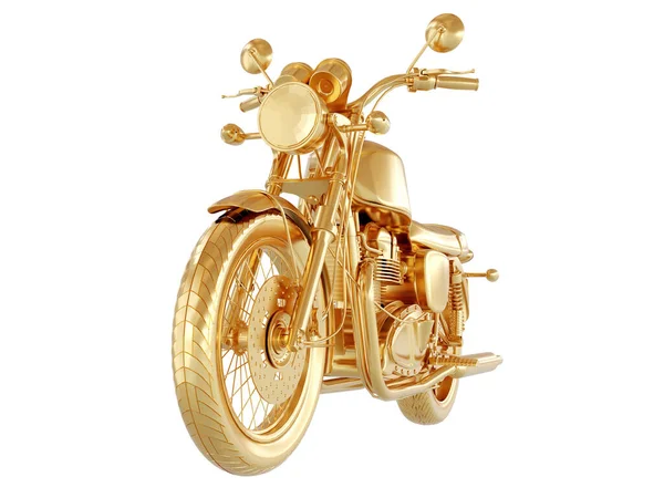 3D-Darstellung eines goldenen Motorrads. — Stockfoto