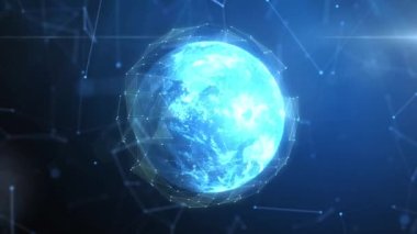 Teknoloji Ağı Veri Bağlantısı, Dijital Veri Ağı ve Siber Güvenlik Konsepti, Gelecek Teknolojisi Dijital Arkaplan, 4K Animasyon. Yeryüzü elementi Nasa tarafından döşenmiştir..