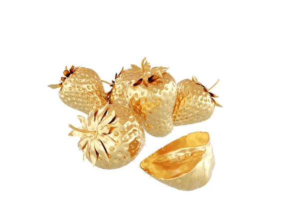 概念的なイメージ白い背景に隔離された黄金の果実。3Dレンダリング — ストック写真