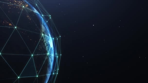 Σύνδεση δεδομένων δικτύου τεχνολογίας, Digital Data Network και Cyber Security Concept, Future Technology Digital Background, 4K Animation. Earth Element Επιπλωμένο από τη Nasa. — Αρχείο Βίντεο