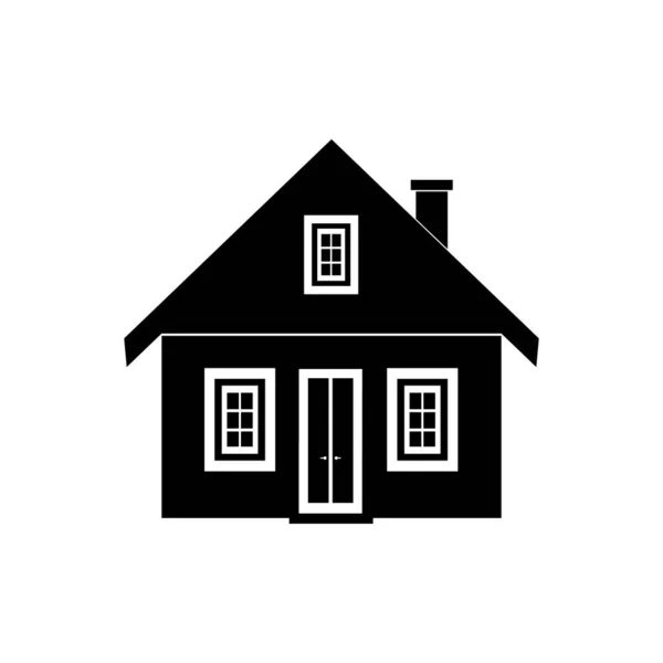 带有阁楼的住宅建筑的图标是白色背景上的黑色 矢量图像 — 图库矢量图片