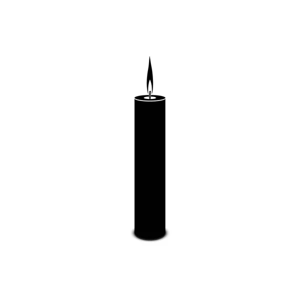 Una Vela Cera Ardiente Delgada Negro Sobre Fondo Blanco Imagen — Vector de stock