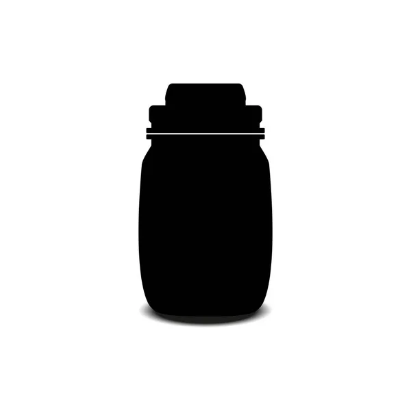 有盖子的罐子的图标是白色背景上的黑色 矢量图像 — 图库矢量图片