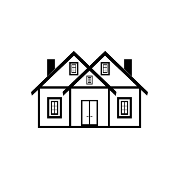 Een Huis Icoon Met Grote Kleine Ramen Een Witte Achtergrond — Stockvector