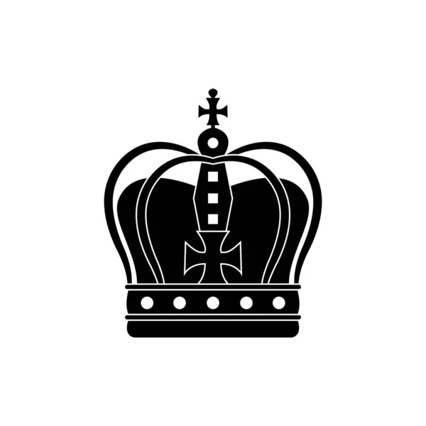 Korunní Odznak Symbolem Monarchické Moci Černém Bílém Pozadí Vektorový Obrázek — Stockový vektor