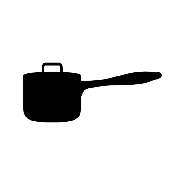 Icona Della Casseruola Cucinare Secondo Piatto Fondo Bianco Immagine Vettoriale — Vettoriale Stock