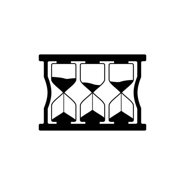 Ένας Απλός Μηχανισμός Κλεψύδρας Τρία Μαύρα Αντίγραφα Λευκό Φόντο Εικόνα — Διανυσματικό Αρχείο