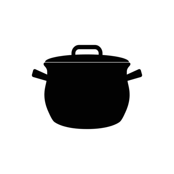 Icono Cacerola Para Cocinar Los Primeros Platos Negro Sobre Fondo — Vector de stock