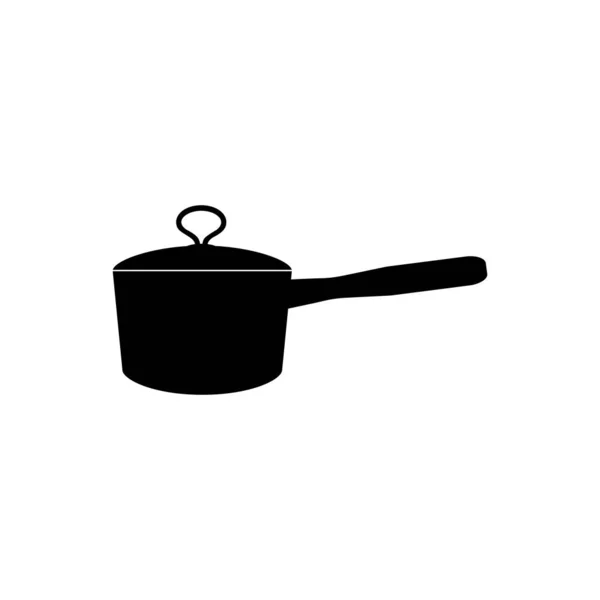 Icon Small Saucepan Cooking Second Course White Background Vector Image — Stock Vector