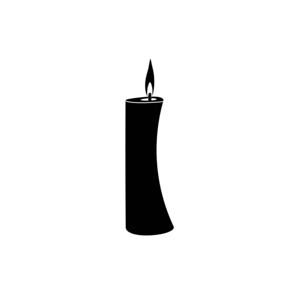 Die Ikone Einer Brennenden Paraffinkerze Ist Schwarz Auf Weißem Hintergrund — Stockvektor