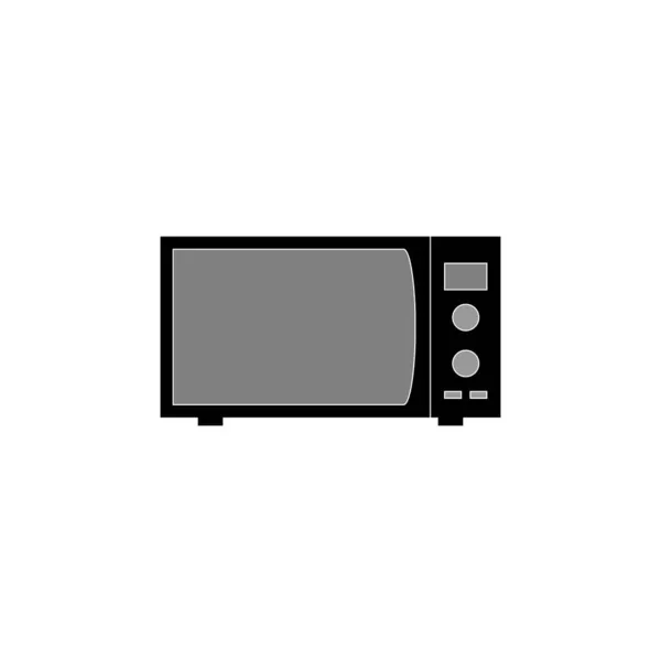 加热食物的微波炉的图标是白色背景上的黑色 矢量图像 — 图库矢量图片