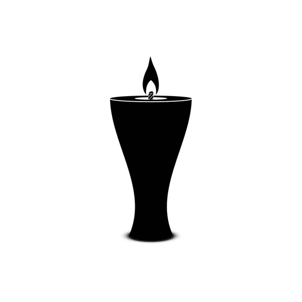 燃烧的蜡蜡烛的图标是白色背景上的黑色 矢量图像 — 图库矢量图片