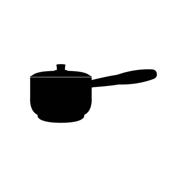 Icon Saucepan Cooking Second Course Black White Background Vector Image — Stock Vector