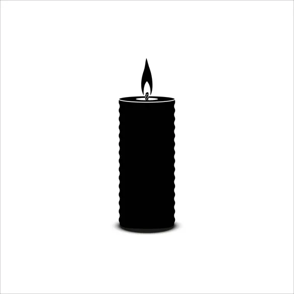 白い背景に黒で大きな燃焼ワックスキャンドルのシルエット ベクトル画像 — ストックベクタ