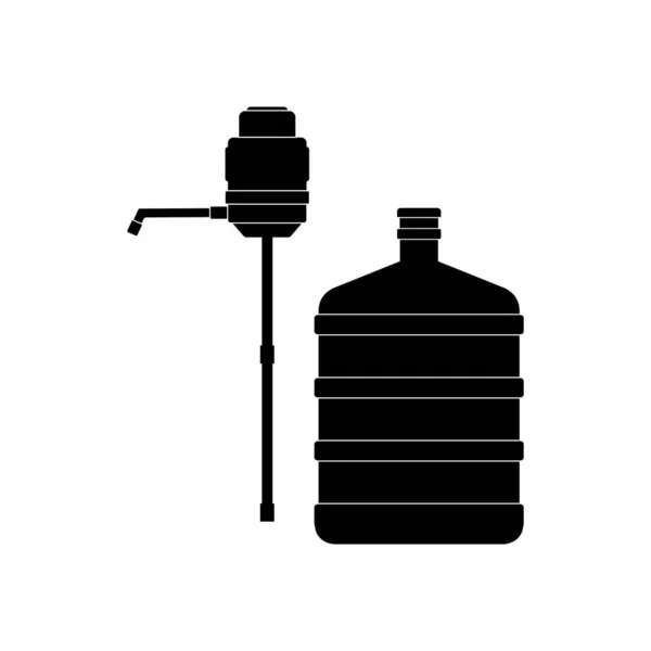 Ikona Velké Láhve Pro Čistou Vodu Čerpadlem Černé Barvě Bílém — Stockový vektor