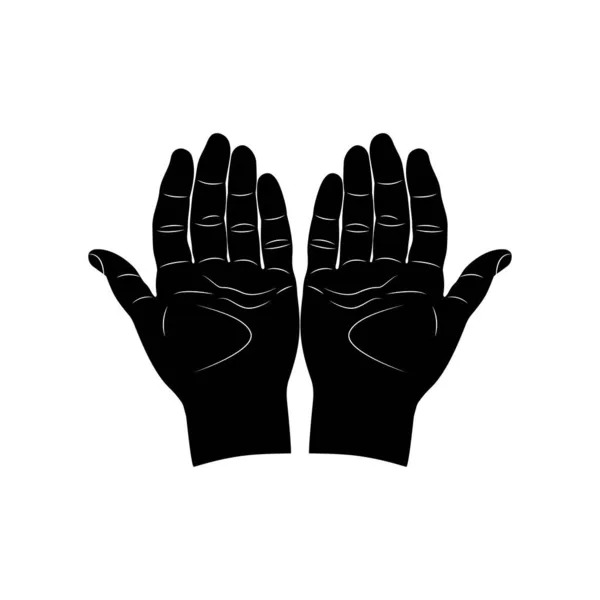 Icon Right Left Hands Palms Black White Background Vector Image — Stock Vector