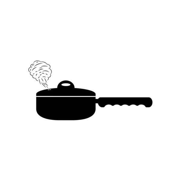 Sartén Con Tapa Vapor Para Hacer Guarnición Sobre Fondo Blanco — Vector de stock