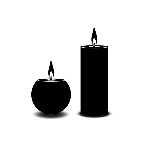 白い背景に黒で異なる形状の2つのホットパラフィンキャンドル ベクトル画像 — ストックベクタ