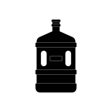 Temiz su için büyük bir şişe ve beyaz arka planda şişenin yanında iki tutacağı var. Vektör resmi.